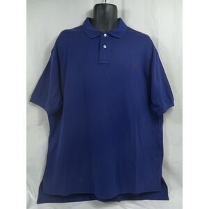POLO Ralph Lauren Mens XL Blue Classic Polo Shirt 100%‎ Cotton Burgundy Red Pony